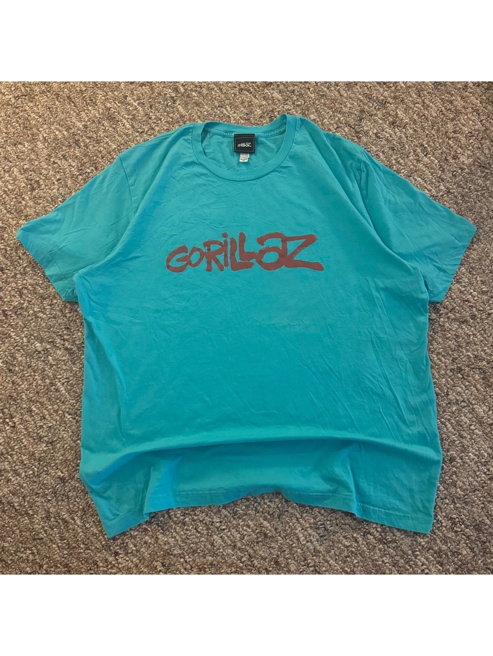 Gorillaz Classic Logo Short Sleeve Graphic T-Shirt Turquoise XXL 2XL